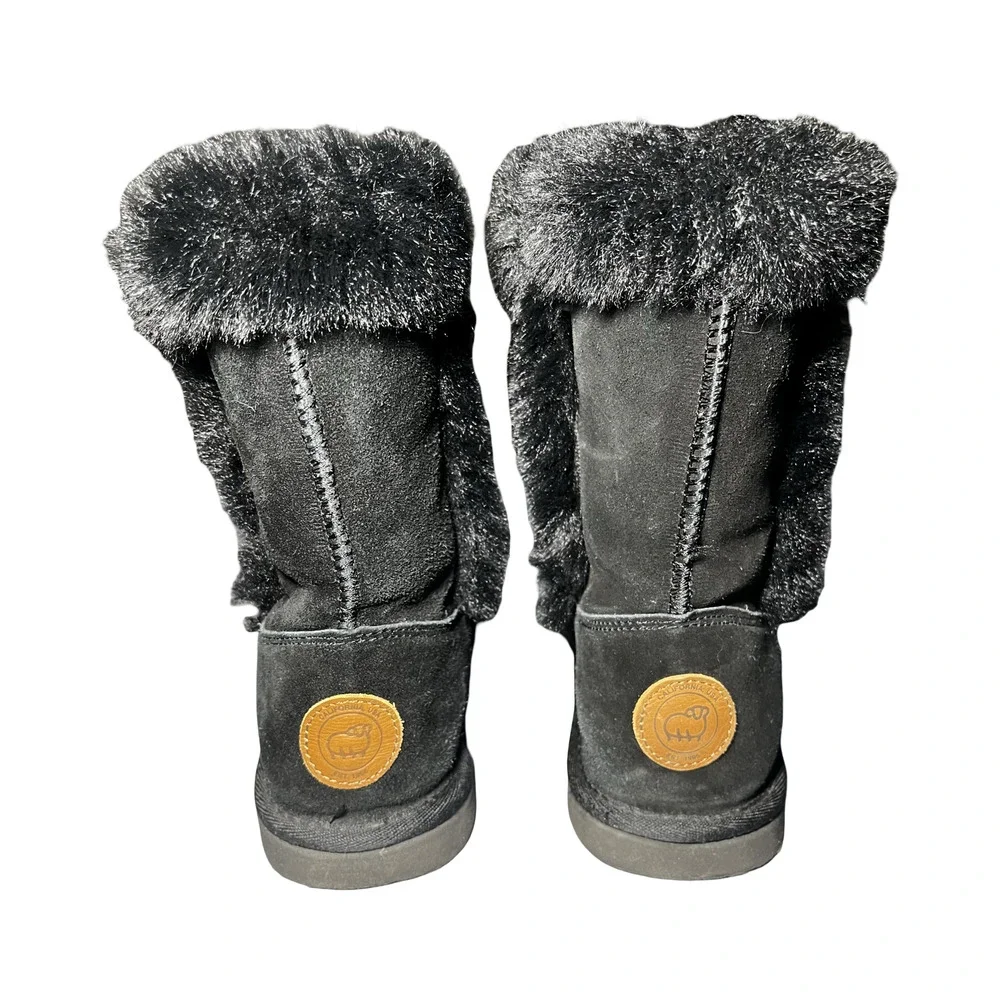 Lamo‎ Boots Womens Size 8 Black Camelia Suede Faux Fur Lined Sheepskin Winter